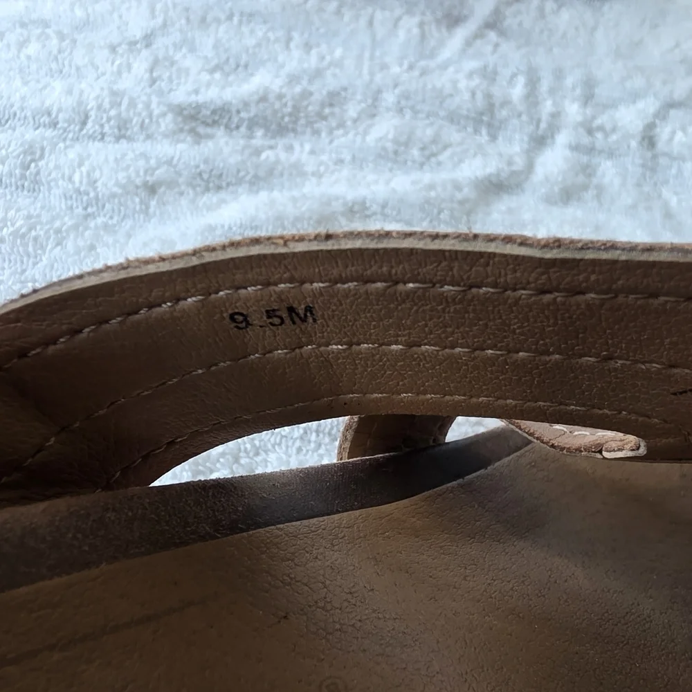 VIONIC Malorie Raffia Platform Wedge Sandals  Womens 10M Carmel Beige *READ